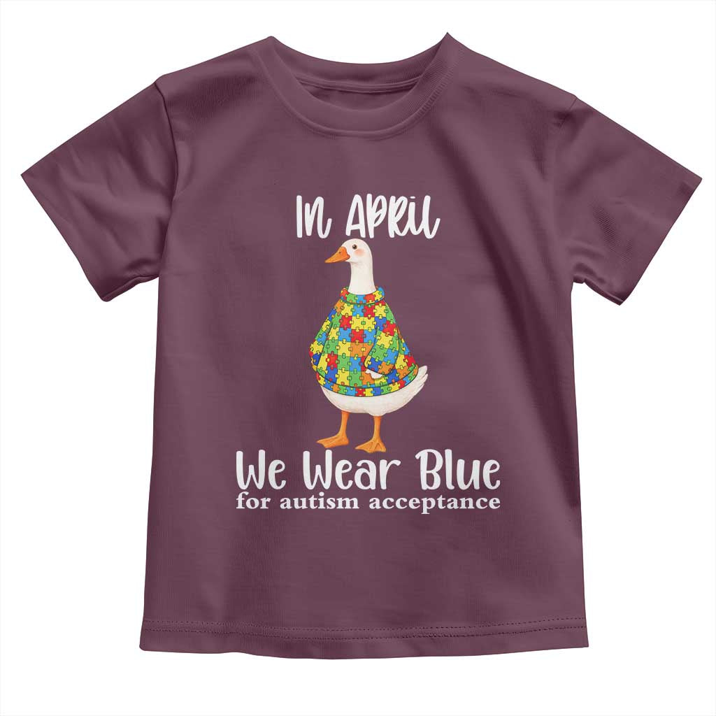 Funny Silly Goose Neurodivergent Support Toddler T Shirt In April We Wear Blue For Autism Acceptance
