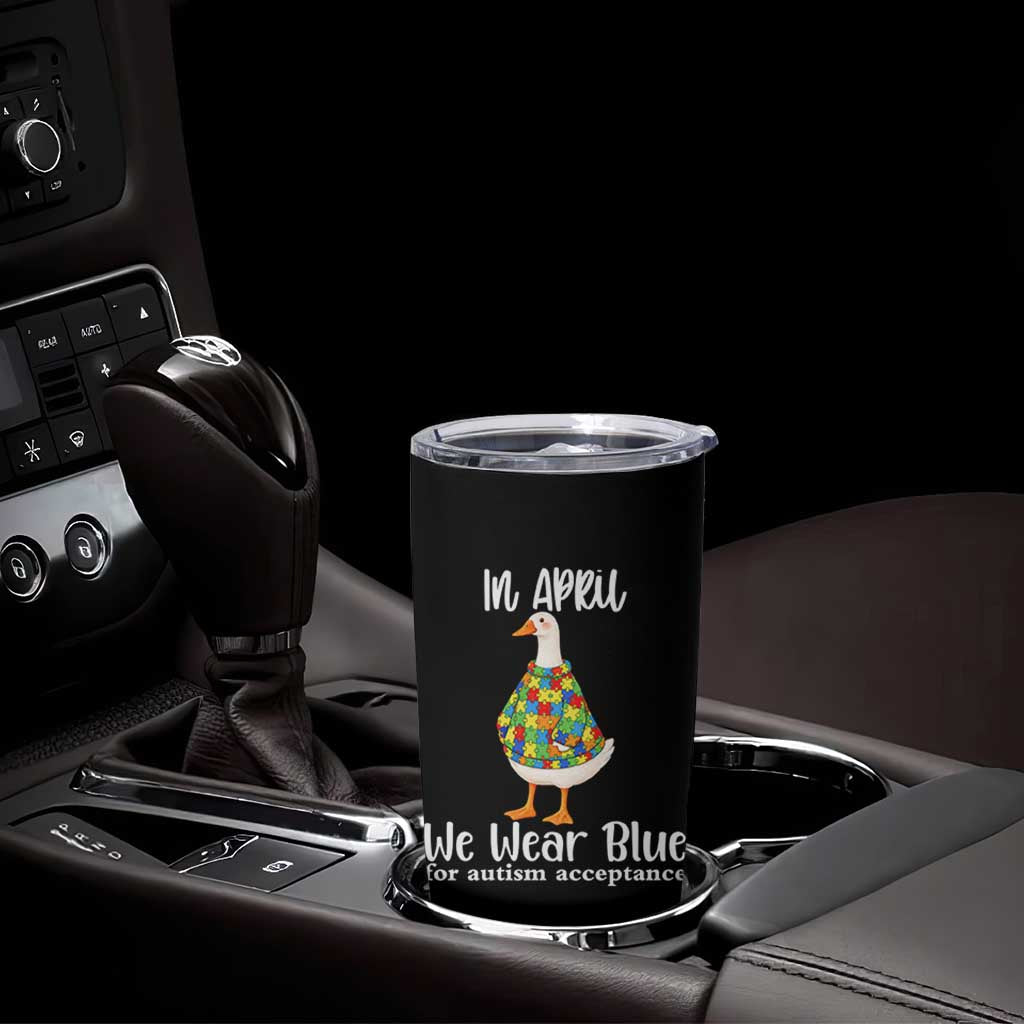 Funny Silly Goose Neurodivergent Support Tumbler Cup In April We Wear Blue For Autism Acceptance
