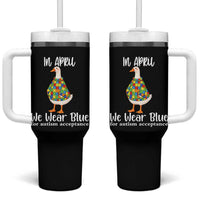 Funny Silly Goose Neurodivergent Support Tumbler With Handle In April We Wear Blue For Autism Acceptance