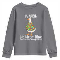 Funny Silly Goose Neurodivergent Support Youth Sweatshirt In April We Wear Blue For Autism Acceptance