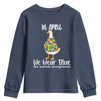 Funny Silly Goose Neurodivergent Support Youth Sweatshirt In April We Wear Blue For Autism Acceptance