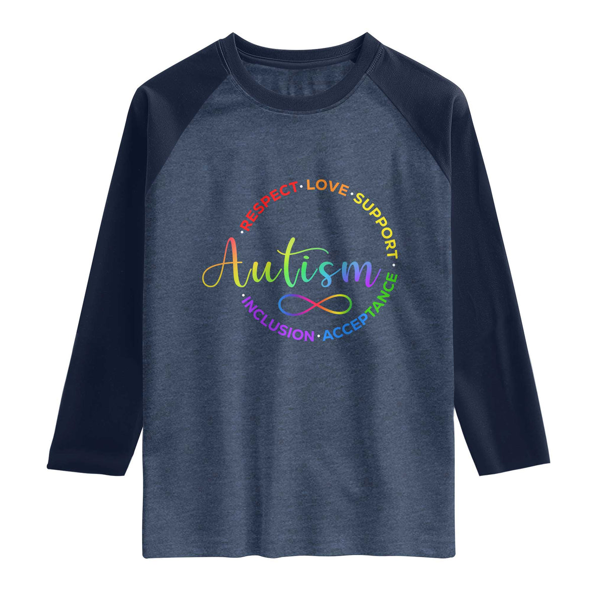Autism Acceptance Raglan Shirt Respect Love Support Autism Awareness Month