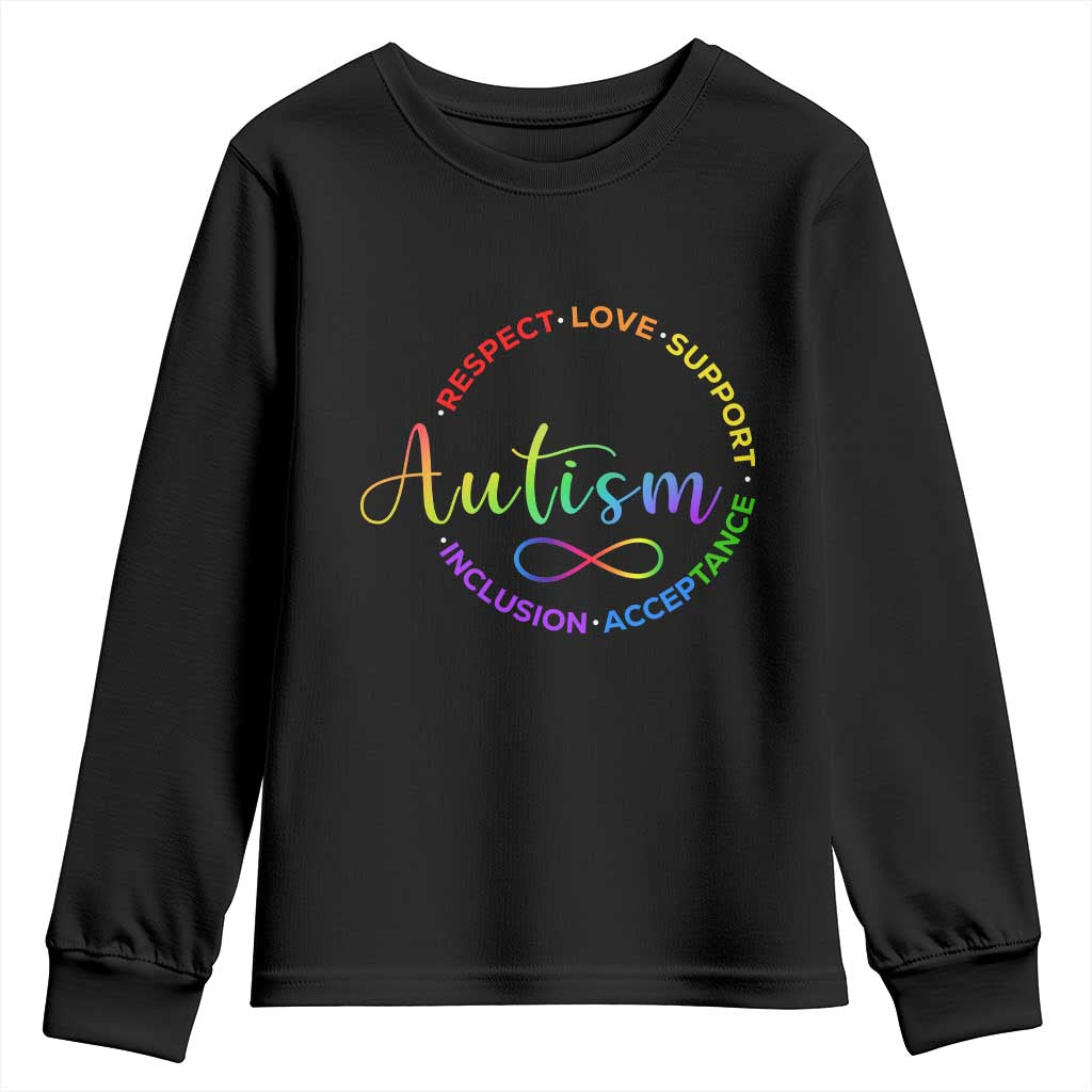 Autism Acceptance Youth Sweatshirt Respect Love Support Autism Awareness Month