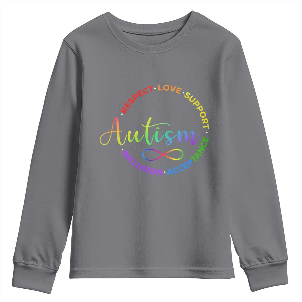 Autism Acceptance Youth Sweatshirt Respect Love Support Autism Awareness Month