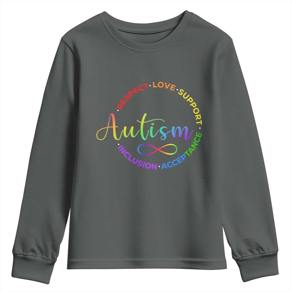 Autism Acceptance Youth Sweatshirt Respect Love Support Autism Awareness Month