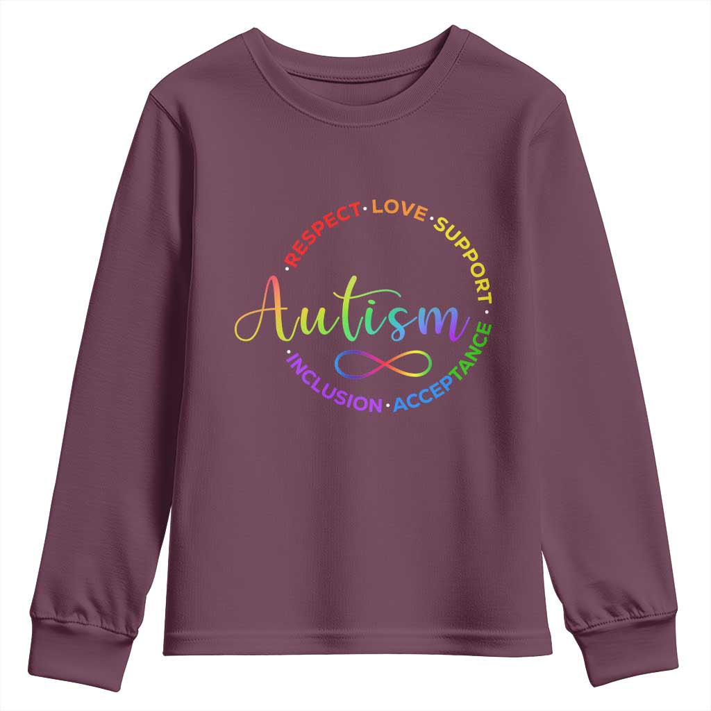 Autism Acceptance Youth Sweatshirt Respect Love Support Autism Awareness Month