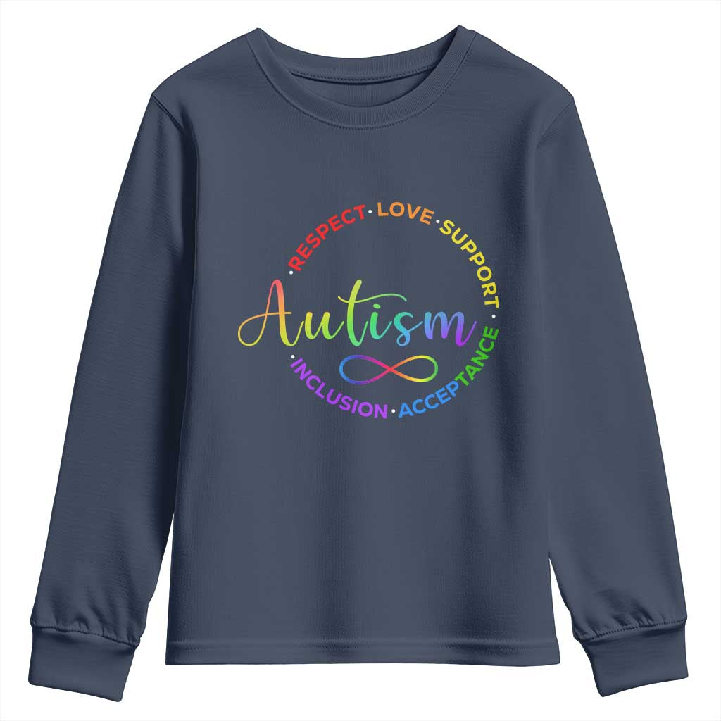 Autism Acceptance Youth Sweatshirt Respect Love Support Autism Awareness Month