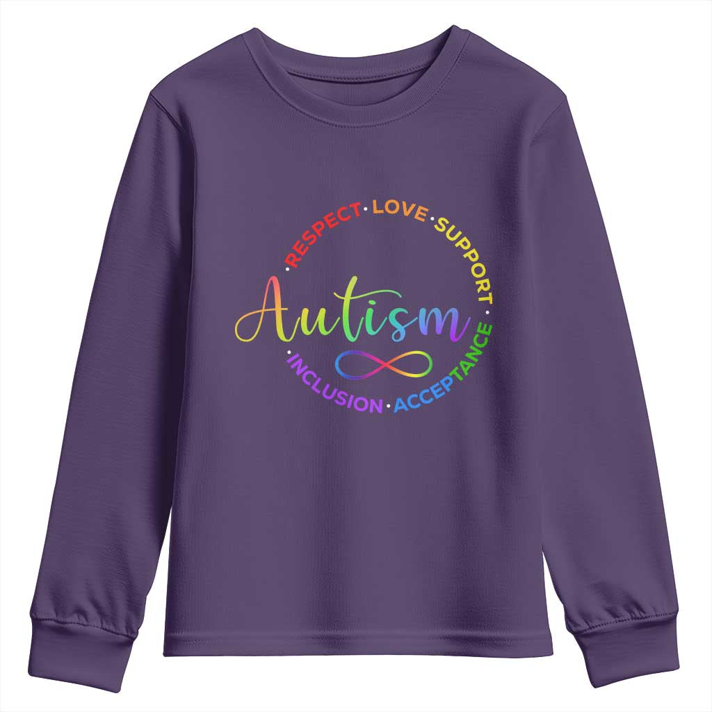 Autism Acceptance Youth Sweatshirt Respect Love Support Autism Awareness Month