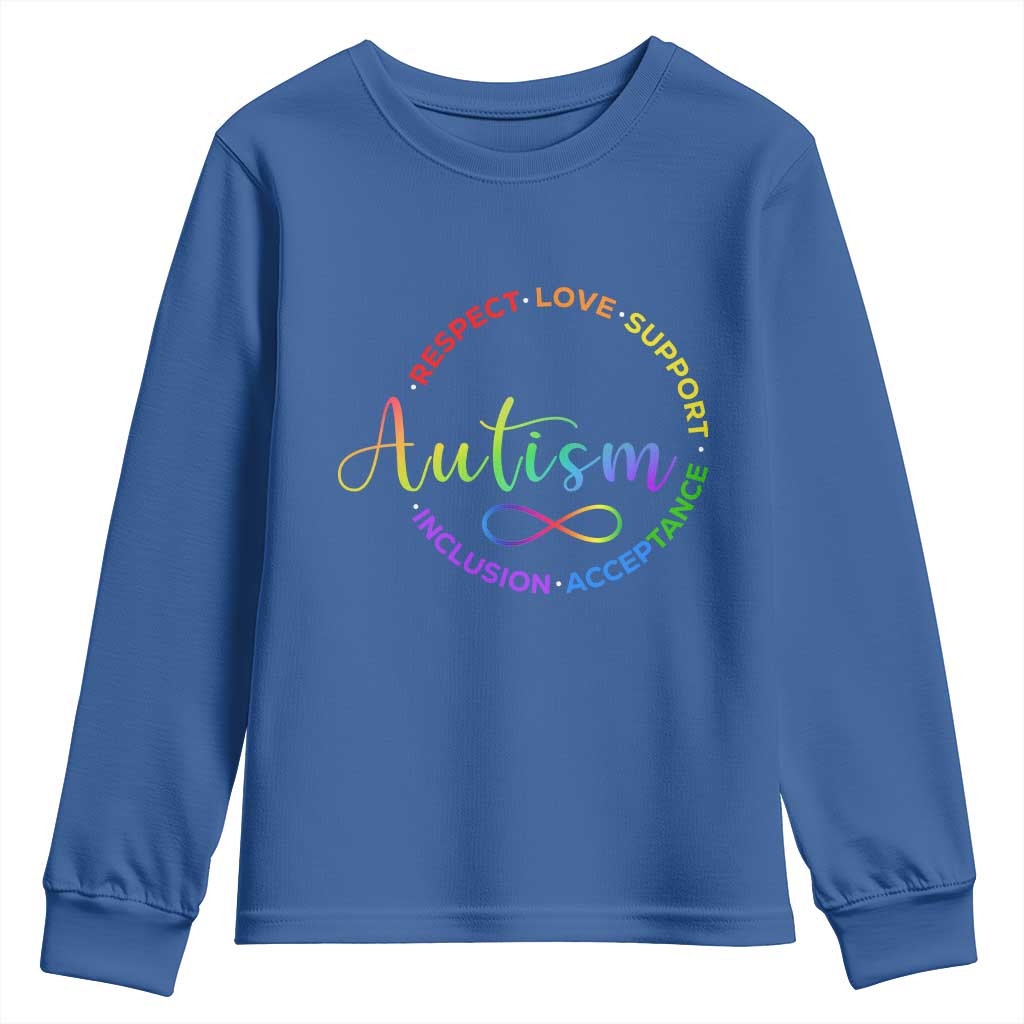 Autism Acceptance Youth Sweatshirt Respect Love Support Autism Awareness Month
