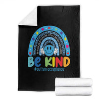Autism Acceptance Throw Blanket Rainbow in April We Wear Blue Ribbon Autism