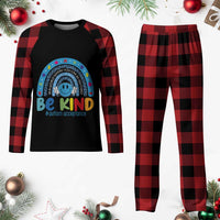 Autism Acceptance Plaid Pajama Set Rainbow in April We Wear Blue Ribbon Autism