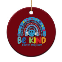 Autism Acceptance Ceramic Ornament Rainbow in April We Wear Blue Ribbon Autism