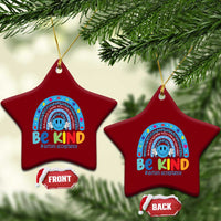 Autism Acceptance Ceramic Ornament Rainbow in April We Wear Blue Ribbon Autism