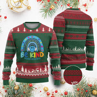 Autism Acceptance Ugly Christmas Sweater Rainbow in April We Wear Blue Ribbon Autism
