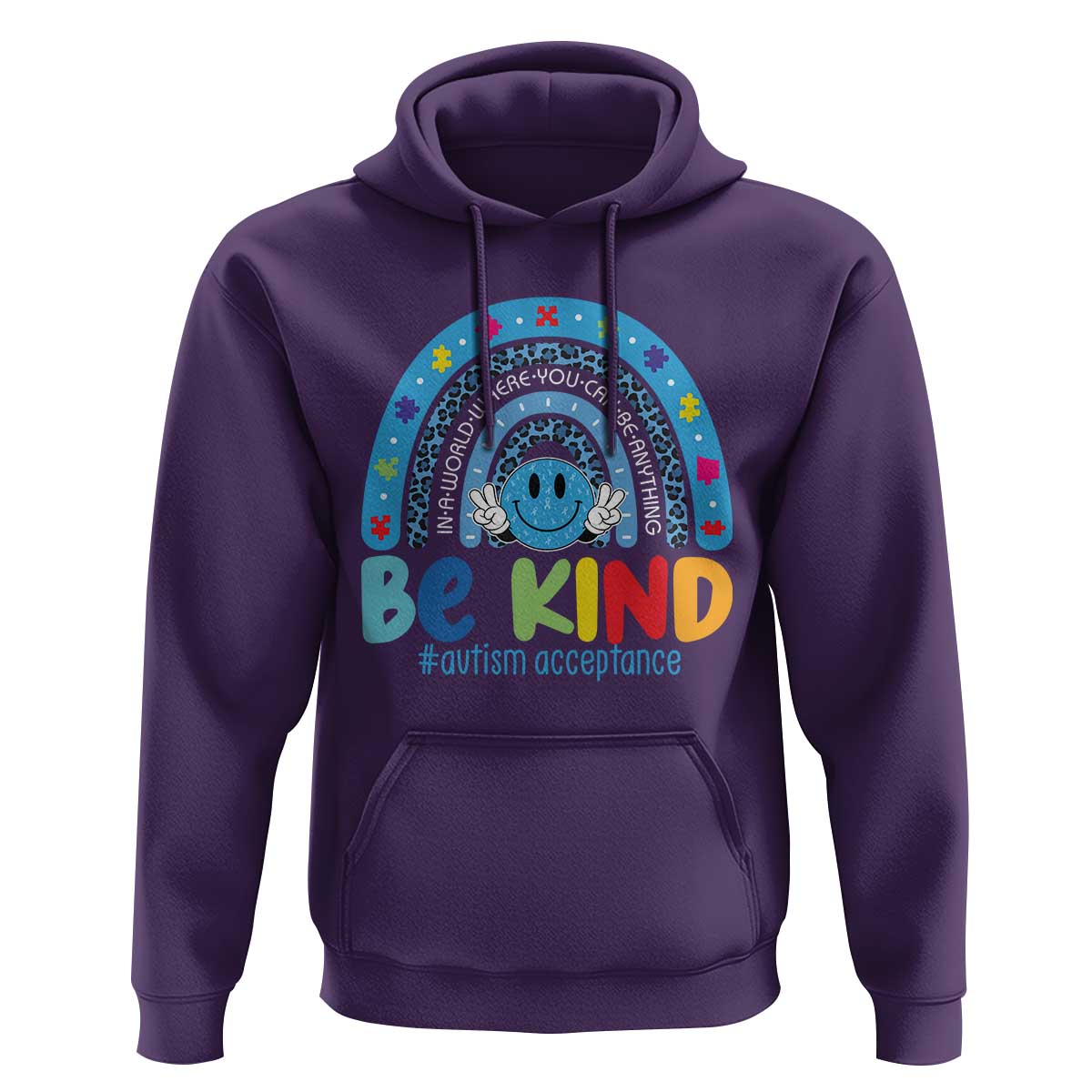Autism Acceptance Hoodie Rainbow in April We Wear Blue Ribbon Autism