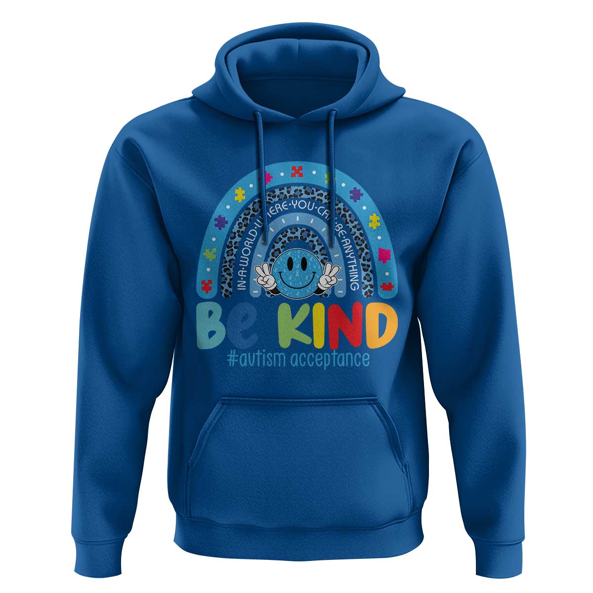 Autism Acceptance Hoodie Rainbow in April We Wear Blue Ribbon Autism