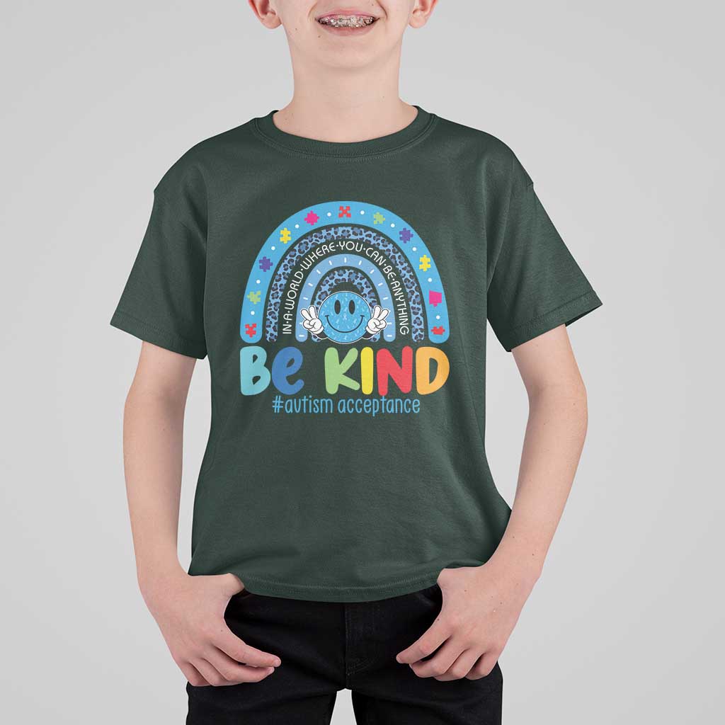 Autism Acceptance T Shirt For Kid Rainbow in April We Wear Blue Ribbon Autism