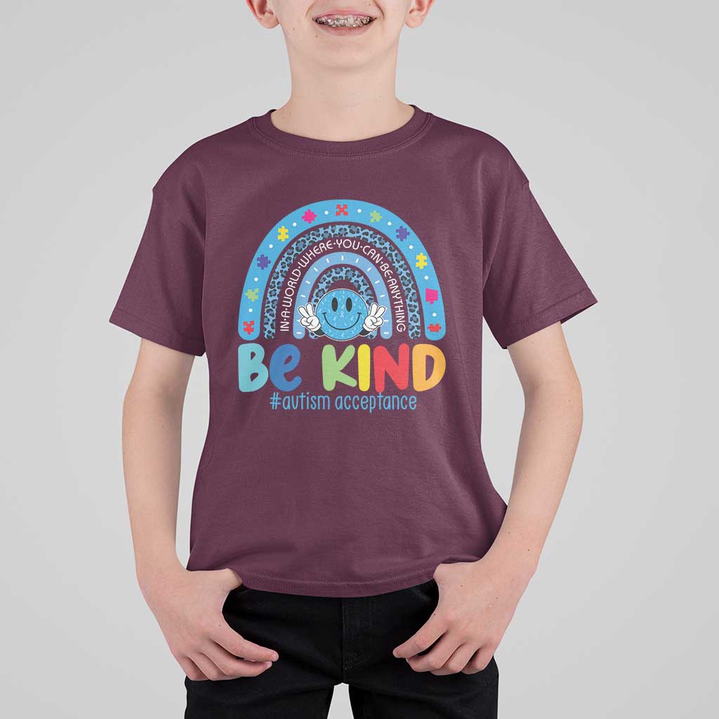 Autism Acceptance T Shirt For Kid Rainbow in April We Wear Blue Ribbon Autism
