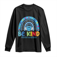 Autism Acceptance Long Sleeve Shirt Rainbow in April We Wear Blue Ribbon Autism