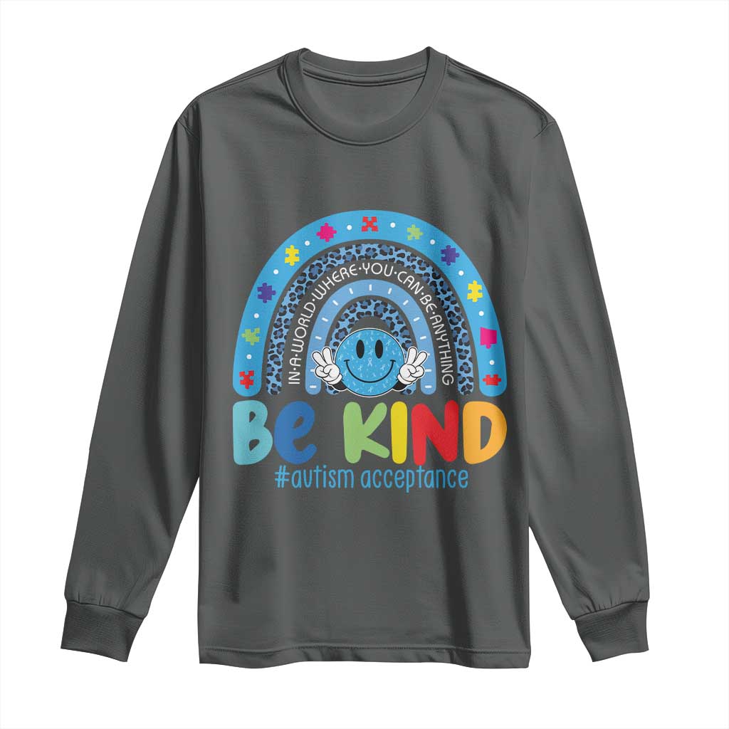 Autism Acceptance Long Sleeve Shirt Rainbow in April We Wear Blue Ribbon Autism