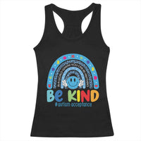 Autism Acceptance Racerback Tank Top Rainbow in April We Wear Blue Ribbon Autism