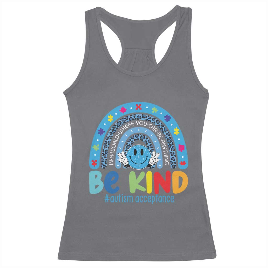 Autism Acceptance Racerback Tank Top Rainbow in April We Wear Blue Ribbon Autism