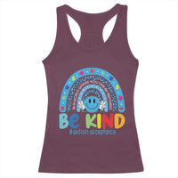 Autism Acceptance Racerback Tank Top Rainbow in April We Wear Blue Ribbon Autism