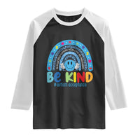 Autism Acceptance Raglan Shirt Rainbow in April We Wear Blue Ribbon Autism