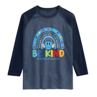 Autism Acceptance Raglan Shirt Rainbow in April We Wear Blue Ribbon Autism