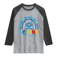 Autism Acceptance Raglan Shirt Rainbow in April We Wear Blue Ribbon Autism
