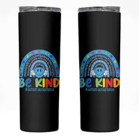 Autism Acceptance Skinny Tumbler Rainbow in April We Wear Blue Ribbon Autism