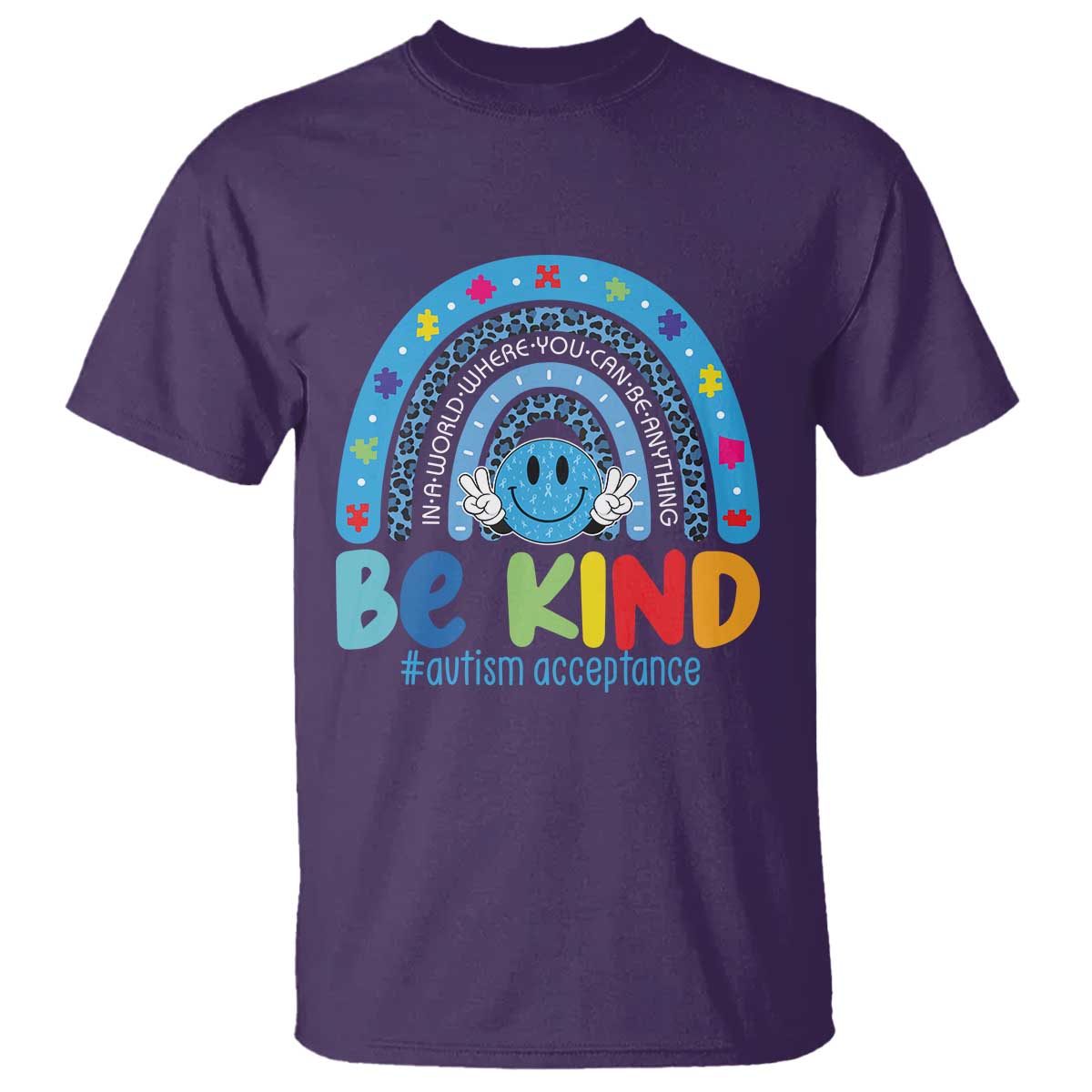 Autism Acceptance T Shirt Rainbow in April We Wear Blue Ribbon Autism