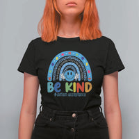 Autism Acceptance T Shirt For Women Rainbow in April We Wear Blue Ribbon Autism