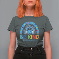 Autism Acceptance T Shirt For Women Rainbow in April We Wear Blue Ribbon Autism