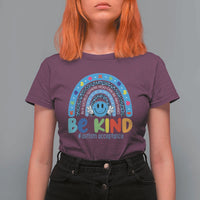 Autism Acceptance T Shirt For Women Rainbow in April We Wear Blue Ribbon Autism