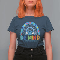 Autism Acceptance T Shirt For Women Rainbow in April We Wear Blue Ribbon Autism