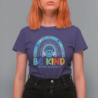 Autism Acceptance T Shirt For Women Rainbow in April We Wear Blue Ribbon Autism