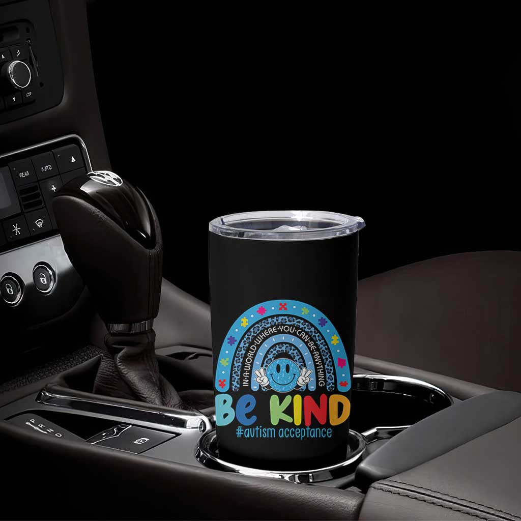 Autism Acceptance Tumbler Cup Rainbow in April We Wear Blue Ribbon Autism