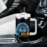 Autism Acceptance Tumbler With Handle Rainbow in April We Wear Blue Ribbon Autism