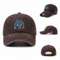 Autism Acceptance Washed Cotton Baseball Cap Rainbow in April We Wear Blue Ribbon Autism
