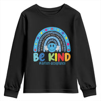 Autism Acceptance Youth Sweatshirt Rainbow in April We Wear Blue Ribbon Autism
