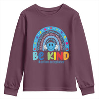 Autism Acceptance Youth Sweatshirt Rainbow in April We Wear Blue Ribbon Autism