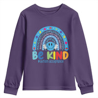 Autism Acceptance Youth Sweatshirt Rainbow in April We Wear Blue Ribbon Autism
