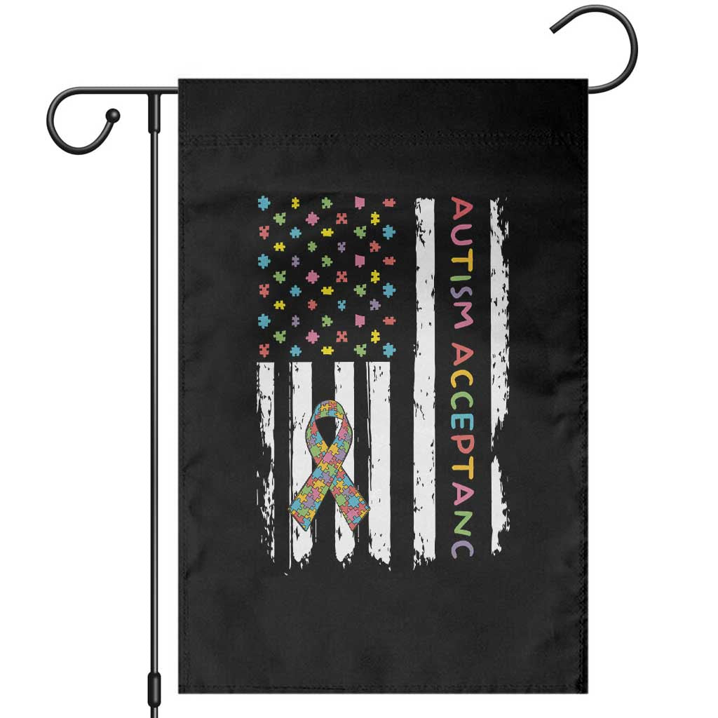 Autism Acceptance Garden Flag American Flag Neurodivergent Support Ribbon Puzzle