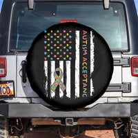 Autism Acceptance Spare Tire Cover American Flag Neurodivergent Support Ribbon Puzzle
