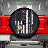 Autism Acceptance Spare Tire Cover American Flag Neurodivergent Support Ribbon Puzzle