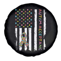 Autism Acceptance Spare Tire Cover American Flag Neurodivergent Support Ribbon Puzzle