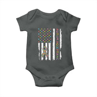 Autism Acceptance Baby Onesie American Flag Neurodivergent Support Ribbon Puzzle