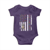 Autism Acceptance Baby Onesie American Flag Neurodivergent Support Ribbon Puzzle
