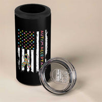 Autism Acceptance 4 in 1 Can Cooler Tumbler American Flag Neurodivergent Support Ribbon Puzzle